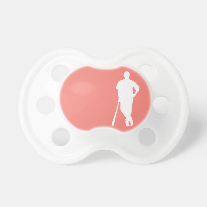 Coral Pink Baseball Baby Pacifiers