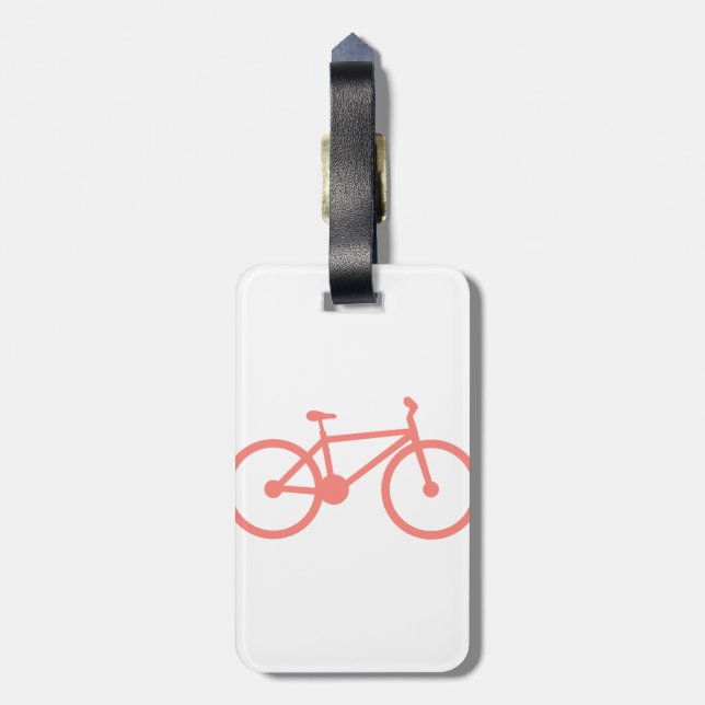 Coral Pink Bicycle Luggage Tag (Back Vertical)