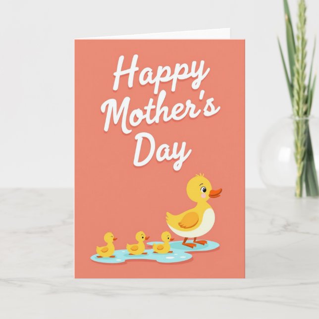 Coral Pink Birds Mothers Day Card (Front)