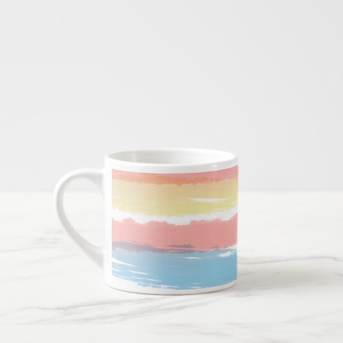 Coral Pink Blue Yellow Watercolor Stripes Espresso Cup