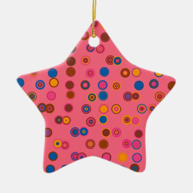 Coral Pink bubblegum geometric circle pattern Ceramic Ornament (Front)
