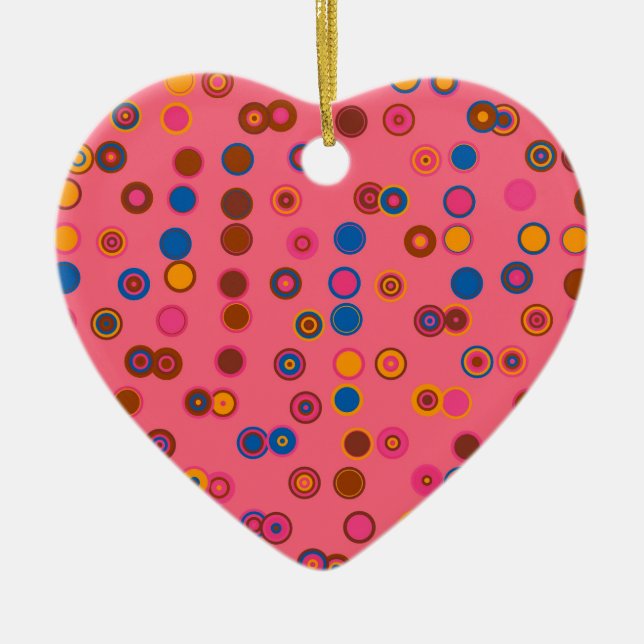 Coral Pink bubblegum geometric circle pattern Ceramic Ornament (Front)