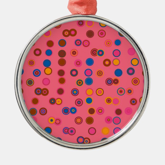 Coral Pink bubblegum geometric circle pattern Metal Ornament (Front)