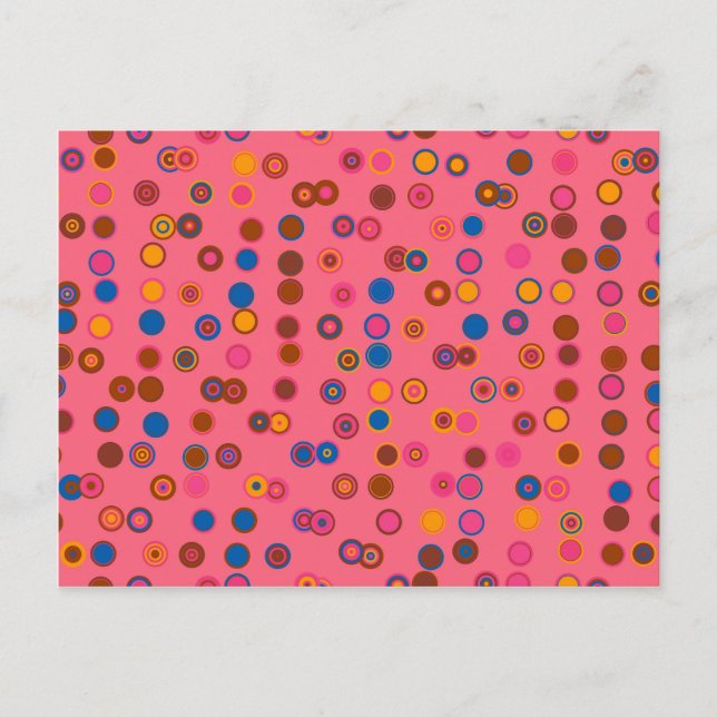 Coral Pink bubblegum geometric circle pattern Postcard (Front)