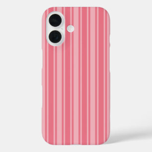 Coral pink candy stripes iPhone 16 case