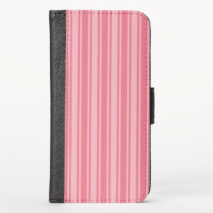 Coral pink candy stripes iPhone wallet case