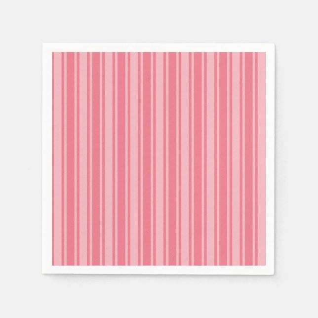Coral pink candy stripes napkins (Front)