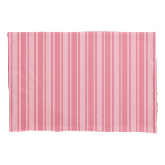 Coral pink candy stripes pillow case (Front)
