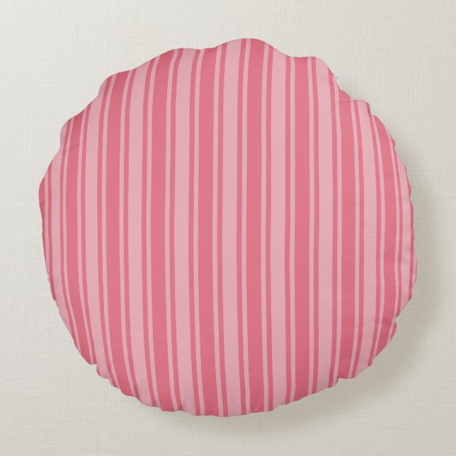 Coral pink candy stripes round pillow (Back)