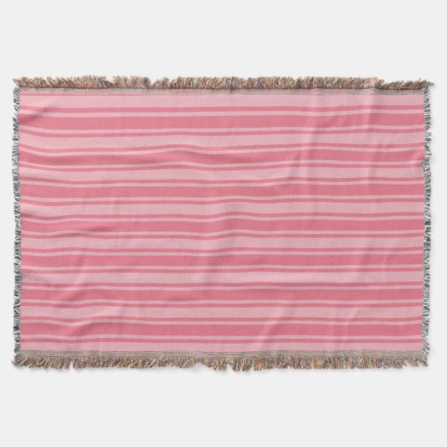 Coral pink candy stripes throw blanket (Front)