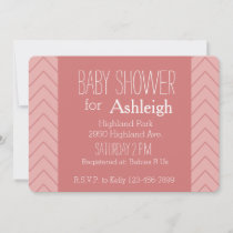 Coral Pink Chevron baby shower Invitation