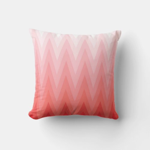 Coral Pink Chevron Ombre Throw Pillow
