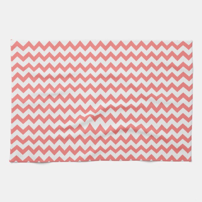 Coral Pink Chevron Towel (Horizontal)