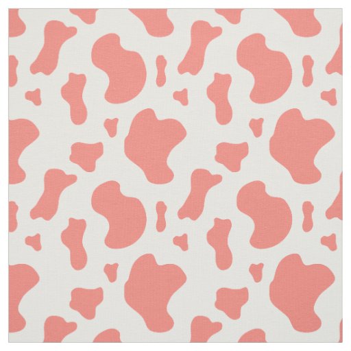 Coral Pink Cow Print  Fabric