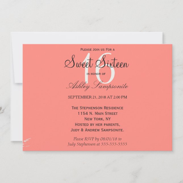 Coral Pink & Cream White Paint Strokes Invitation (Front)