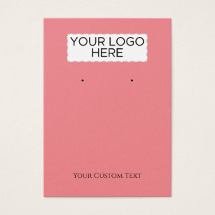 Coral Pink Custom Text & Logo Earring Display Card