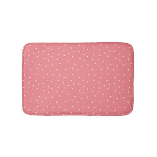 Coral Pink Cute Scattered Dots Bath Mat