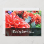 Coral Pink Dahlia Flower Invitation