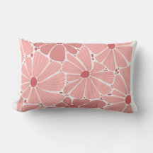 Coral Pink Daisy Flower Lumbar Pillow