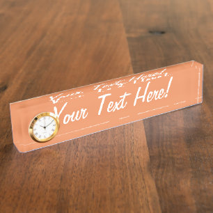 Coral pink decor background ready to customize name plate