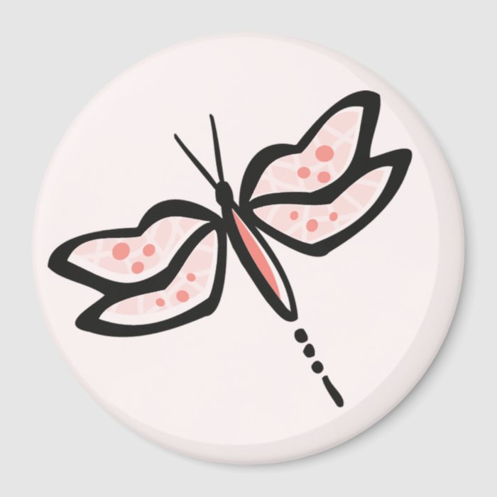 Coral Pink Dragonfly Refrigerator Magnet