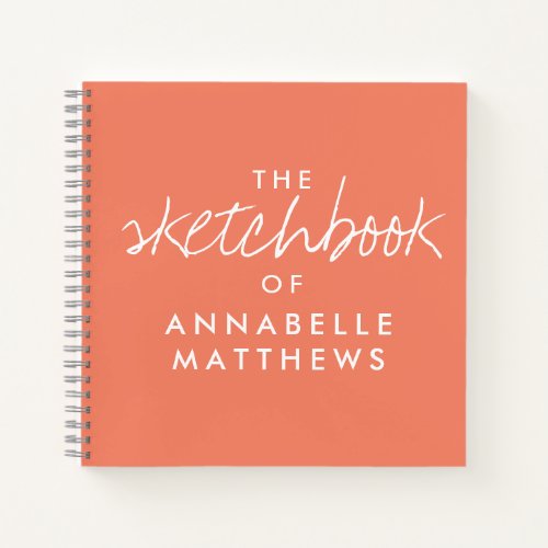 Coral Pink Elegant Monogram Sketchbook  Notebook