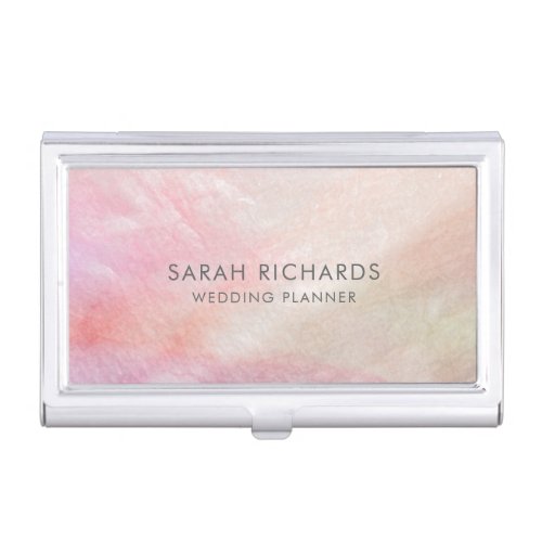 Coral Pink Elegant Mother of Pearl Shell Business Card Case