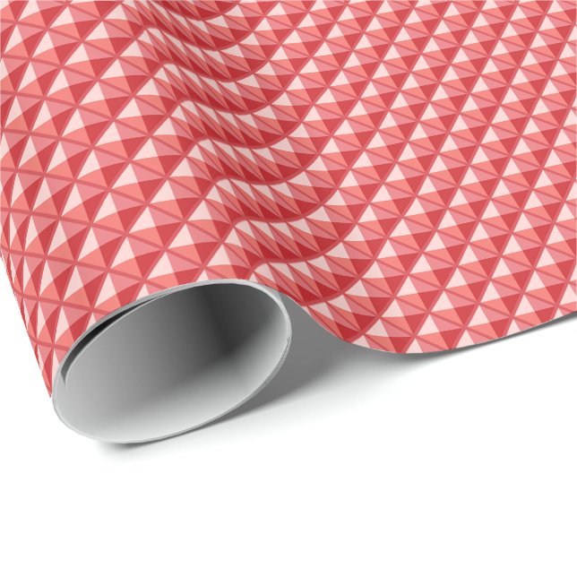 Coral pink, enamel look, studded grid wrapping paper (Roll Corner)