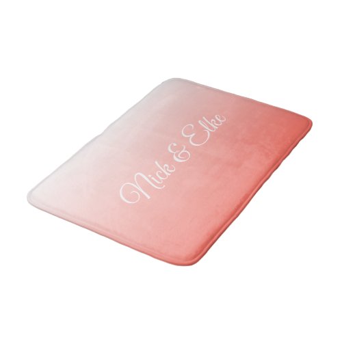 Coral Pink Fading to White Ombre Beach House Bath Mat