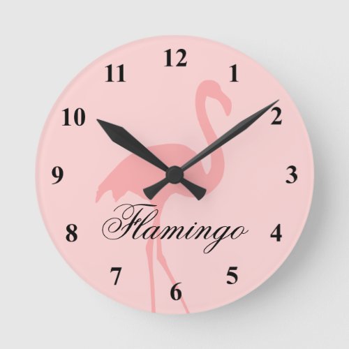Coral pink flamingo bird small kitchen wall clock