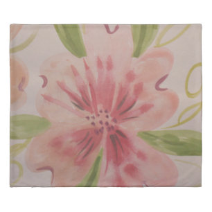 Coral Pink Floral Duvet Cover