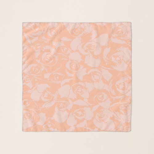 Coral Pink Floral Illustration Botanical Pattern Scarf