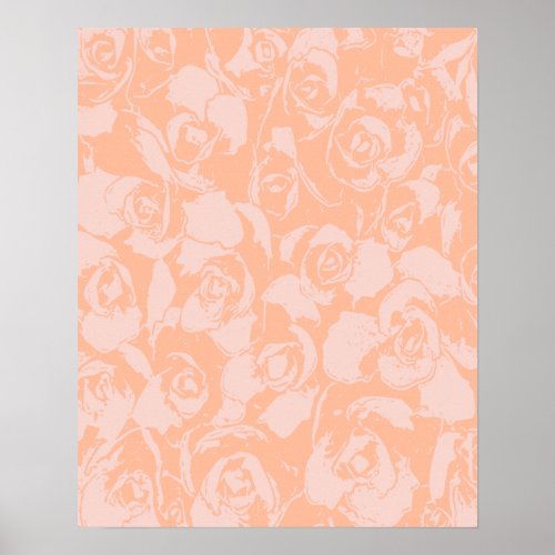 Coral Pink Floral Illustration Botanical Poster