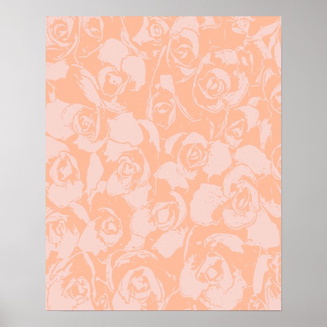 Coral Pink Floral Illustration Botanical Poster (Front)