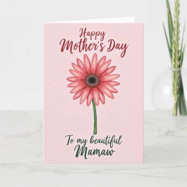 Coral Pink Floral Mothers Day Card (Front)