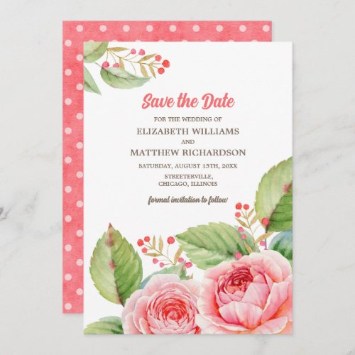 Coral Pink Floral Save the Date Wedding Cards