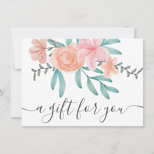 Coral pink floral watercolor gift certificate