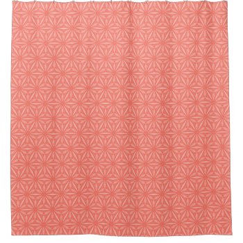 Coral Pink Geometric Flower Pattern Shower Curtain by whimsydesigns at Zazzle