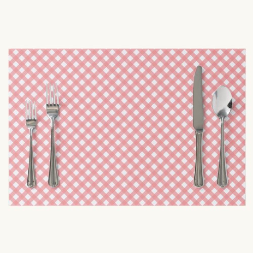 Coral Pink Gingham Pattern Placemat