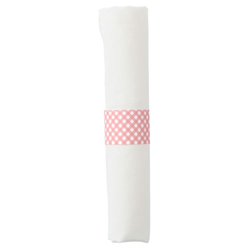 Coral Pink Gingham Print Napkin Band