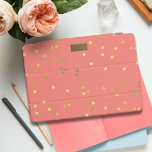 Coral Pink Gold Confetti Sprinkles Monogram iPad Mini Cover<br><div class="desc">A coral pink iPad smart case with gold confetti sprinkles with space for your initials.</div>