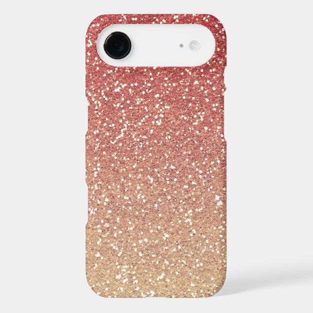 Coral Pink Gold Faux Glitter Case-Mate iPhone Case (Back)