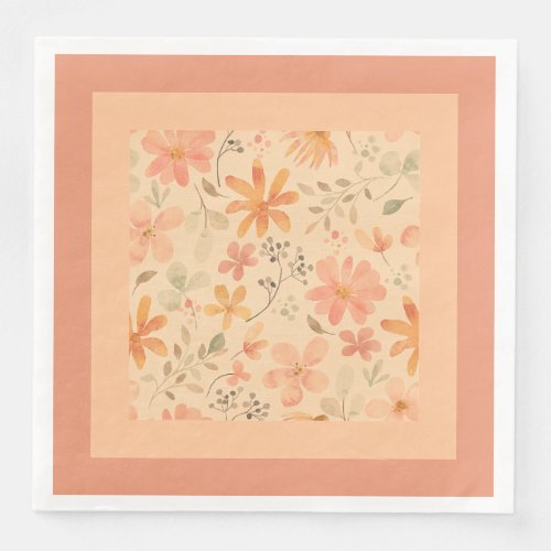Coral pink golden mix and match paper dinner napkins