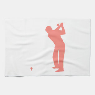 Coral Pink Golf Kitchen Towel
