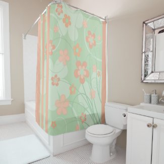Coral pink Green Flowers Simple cute Spring Floral