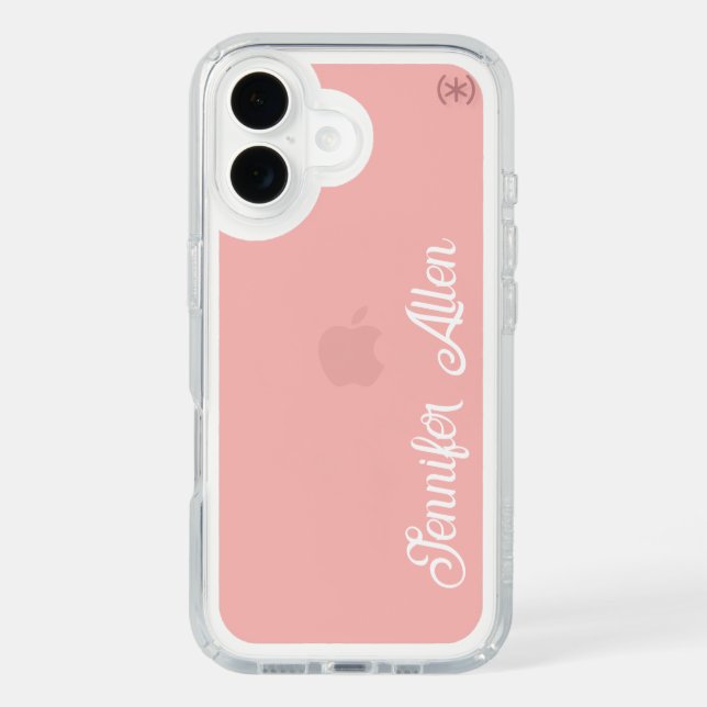 Coral Pink Handwritten Script Monogram Name Speck iPhone Case (Front)