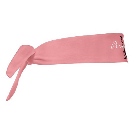 Coral Pink Head Sweatband With Custom Monogram Tie Headband