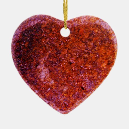 coral pink heart ceramic ornament