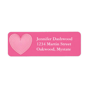 Coral pink heart, deeper pink background label