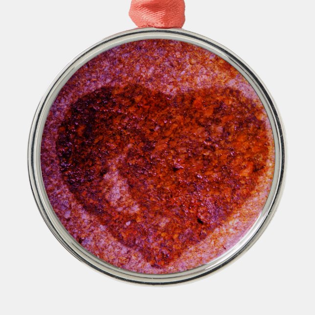 coral pink heart metal ornament (Front)